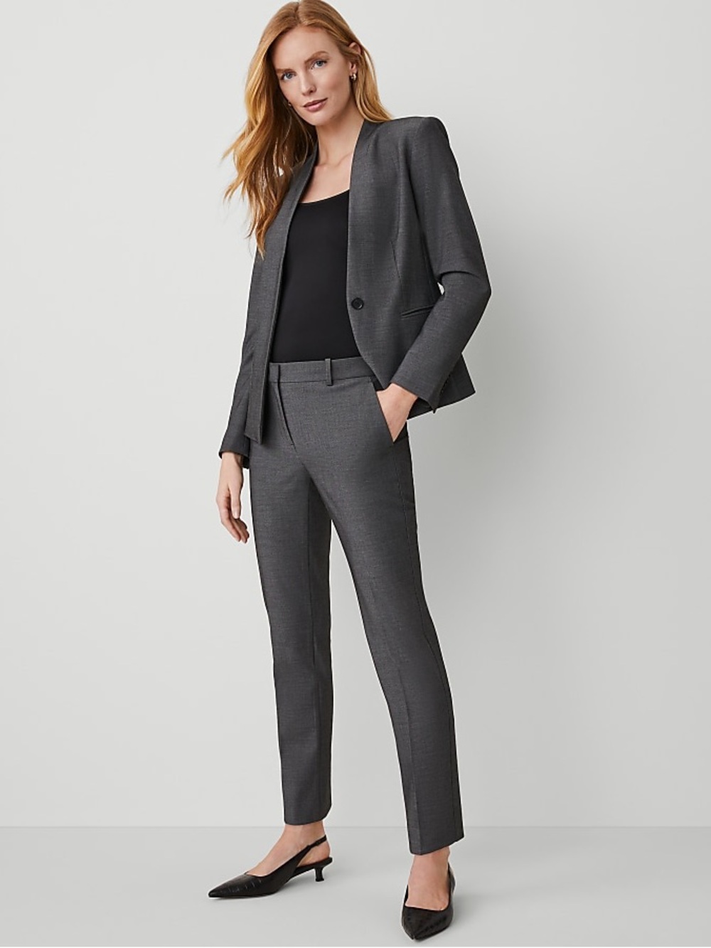Ann Taylor The Ankle Pants Size 10 Gray Bi-Stretch Career Dress Pants NWT